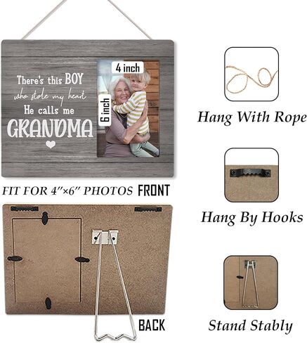 Grandma Picture Frames, Grandson Gifts from Grandma 8x10 Photo Frame,Mothers Day Gifts for Grandma from Grandson,This Boy Who Stole My Heart He Calls Me Grandma Picture Frame for Tabletop Wall in Kuwait