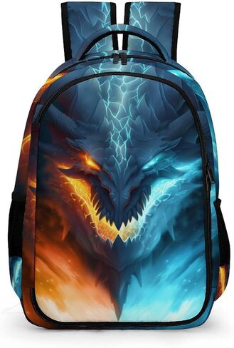 حقيبة ظهر تنين للأولاد، حقيبة ظهر تنين الجليد الأزرق والتنين الناري، حقيبة ظهر تنين شرسة للأطفال، حقيبة ظهر رائعة للأولاد فريدة من نوعها، حقيبة ظهر للكمبيوتر المحمول للسفر للأطفال، 16.5 بوصة in Kuwait