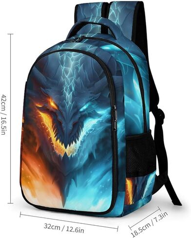 حقيبة ظهر تنين للأولاد، حقيبة ظهر تنين الجليد الأزرق والتنين الناري، حقيبة ظهر تنين شرسة للأطفال، حقيبة ظهر رائعة للأولاد فريدة من نوعها، حقيبة ظهر للكمبيوتر المحمول للسفر للأطفال، 16.5 بوصة in Kuwait