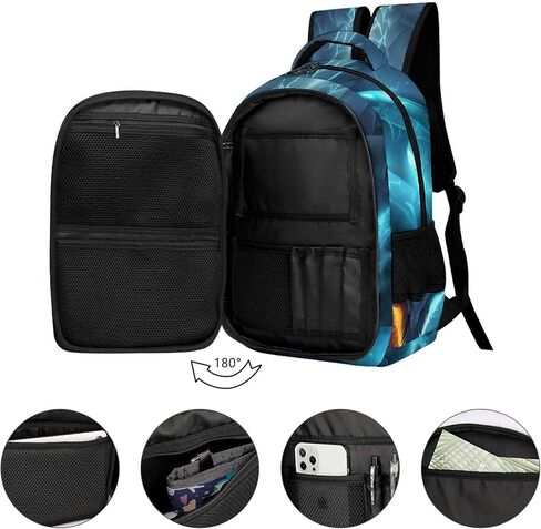 حقيبة ظهر تنين للأولاد، حقيبة ظهر تنين الجليد الأزرق والتنين الناري، حقيبة ظهر تنين شرسة للأطفال، حقيبة ظهر رائعة للأولاد فريدة من نوعها، حقيبة ظهر للكمبيوتر المحمول للسفر للأطفال، 16.5 بوصة in Kuwait