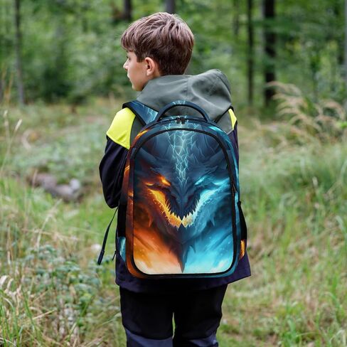 حقيبة ظهر تنين للأولاد، حقيبة ظهر تنين الجليد الأزرق والتنين الناري، حقيبة ظهر تنين شرسة للأطفال، حقيبة ظهر رائعة للأولاد فريدة من نوعها، حقيبة ظهر للكمبيوتر المحمول للسفر للأطفال، 16.5 بوصة in Kuwait