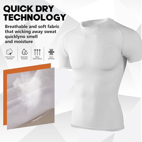 Mens 2-Pack Short-Sleeve Dri-Fit Cooling Shirts with UPF 50+ UV Sun Protection, Quick Dry for Fitness & Running in Saudi Arabia