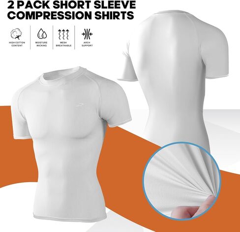 Mens 2-Pack Short-Sleeve Dri-Fit Cooling Shirts with UPF 50+ UV Sun Protection, Quick Dry for Fitness & Running in Saudi Arabia