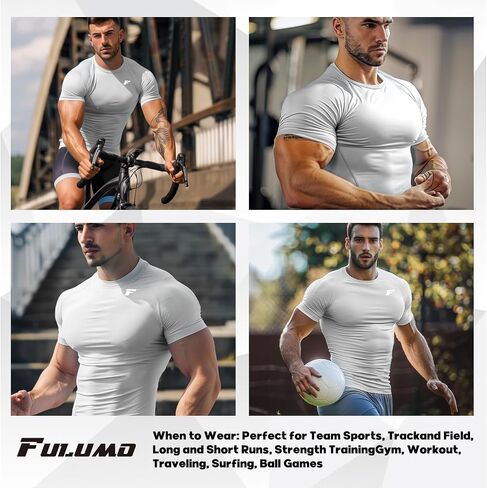 Mens 2-Pack Short-Sleeve Dri-Fit Cooling Shirts with UPF 50+ UV Sun Protection, Quick Dry for Fitness & Running in Saudi Arabia