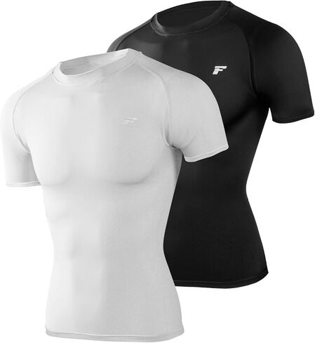 Mens 2-Pack Short-Sleeve Dri-Fit Cooling Shirts with UPF 50+ UV Sun Protection, Quick Dry for Fitness & Running in Saudi Arabia