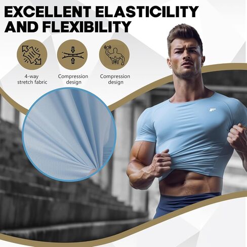 Mens 2-Pack Short-Sleeve Dri-Fit Cooling Shirts with UPF 50+ UV Sun Protection, Quick Dry for Fitness & Running in Saudi Arabia