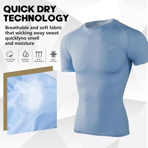 Mens 2-Pack Short-Sleeve Dri-Fit Cooling Shirts with UPF 50+ UV Sun Protection, Quick Dry for Fitness & Running in Saudi Arabia
