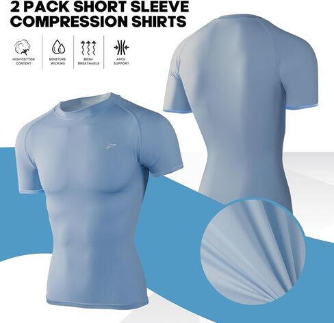 Mens 2-Pack Short-Sleeve Dri-Fit Cooling Shirts with UPF 50+ UV Sun Protection, Quick Dry for Fitness & Running in Saudi Arabia
