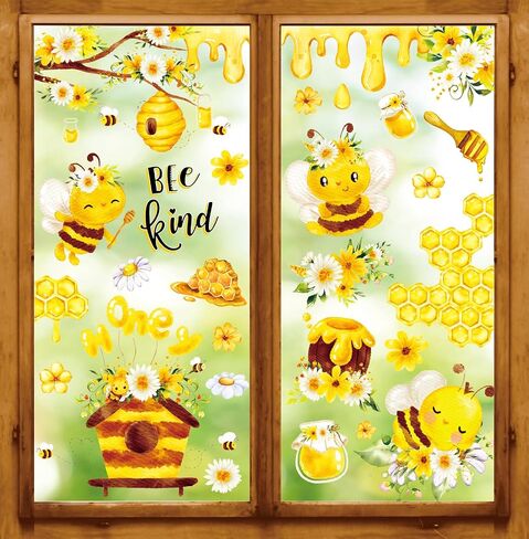 Whaline Easter Window Clings Happy Easter Bunny Rabbit Egg Window Stickers Double-Side Glass Decals for Home Office School Shop Display Party Decorations, 107Pcs, 9 Sheet in Saudi Arabia