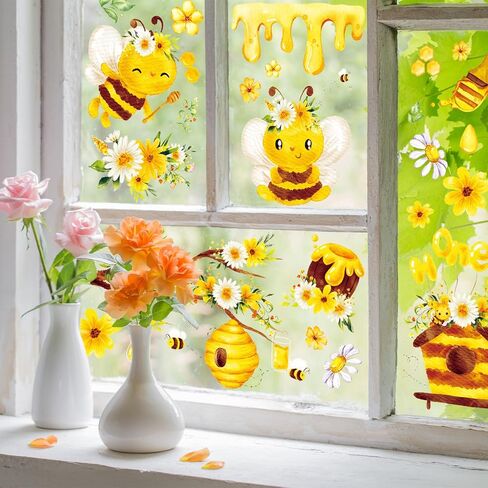 Whaline Easter Window Clings Happy Easter Bunny Rabbit Egg Window Stickers Double-Side Glass Decals for Home Office School Shop Display Party Decorations, 107Pcs, 9 Sheet in Saudi Arabia