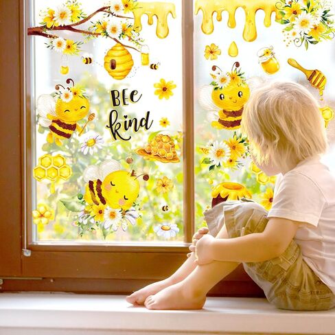 Whaline Easter Window Clings Happy Easter Bunny Rabbit Egg Window Stickers Double-Side Glass Decals for Home Office School Shop Display Party Decorations, 107Pcs, 9 Sheet in Saudi Arabia