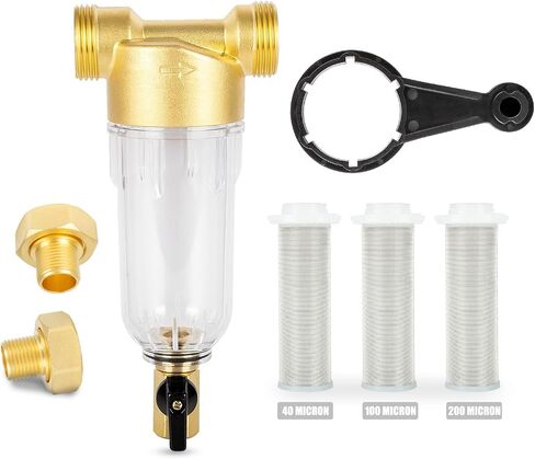 WHC40 Sediment Filter，40 & 100 & 200 Micron Spin Down Water Sediment Filter，Reusable Whole House Sediment Water Filter, Pre-Filtration System for Well Water 1" MNPT + 3/4" FNPT + 3/4"MNPT in Saudi Arabia
