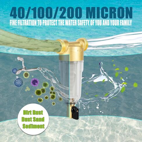 WHC40 Sediment Filter，40 & 100 & 200 Micron Spin Down Water Sediment Filter，Reusable Whole House Sediment Water Filter, Pre-Filtration System for Well Water 1" MNPT + 3/4" FNPT + 3/4"MNPT in Saudi Arabia