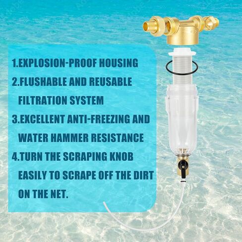 WHC40 Sediment Filter，40 & 100 & 200 Micron Spin Down Water Sediment Filter，Reusable Whole House Sediment Water Filter, Pre-Filtration System for Well Water 1" MNPT + 3/4" FNPT + 3/4"MNPT in Saudi Arabia