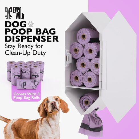 Dog Poop Bag Dispenser with 8 Poop Bag Rolls, Stainless-Steel Dog Bag Holder with Magnetic Door Closure, Indoor and Outdoor Poop Bag Dispenser, Holds 8-9 Rolls, 7.75" x 3.25", Black in Saudi Arabia