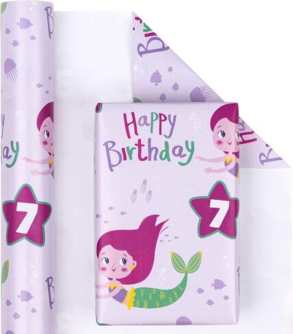 WRAPAHOLIC 1st Reversible Birthday Wrapping Paper - Mini Roll - 17 Inch X 16.5 Feet - Adorable Elephant and Happy Birthday Lettering Design for Birthday, Party, Baby Shower in Kuwait