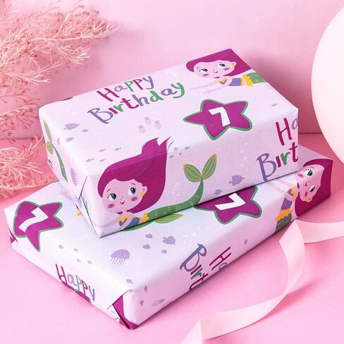 WRAPAHOLIC 1st Reversible Birthday Wrapping Paper - Mini Roll - 17 Inch X 16.5 Feet - Adorable Elephant and Happy Birthday Lettering Design for Birthday, Party, Baby Shower in Kuwait