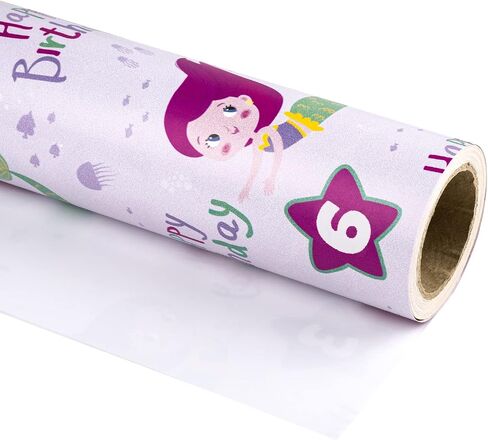 WRAPAHOLIC 1st Reversible Birthday Wrapping Paper - Mini Roll - 17 Inch X 16.5 Feet - Adorable Elephant and Happy Birthday Lettering Design for Birthday, Party, Baby Shower in Kuwait