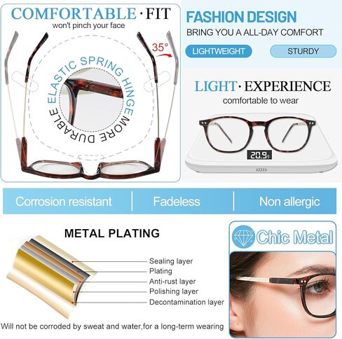 MARE AZZURO Blue Light Blocking Reading Glasses Women Cute Round Readers 1.0 1.25 1.5 1.75 2.0 2.25 2.5 2.75 3.0 3.5 4.0 in Kuwait