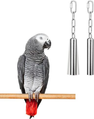 Stainless Steel Bell Bird Toys Chew Toy for Parrot, Macaw, African Greys, Small Cockatoo, Parakeet, Cockatiels Heavy Duty Bird Cage Stand Toys (L-8.45 inch) in Saudi Arabia