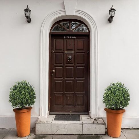 Artificial Boxwood Topiary Balls UV Resistant 22'' - Set of 2 for Outdoor and Indoor Faux Plants for Front Porch DéCor Fake Ball Shrubs Potted (22 inches, Eucalyptus 1 Ball) in Saudi Arabia