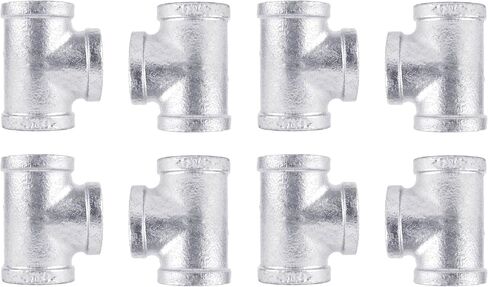 PIPE DECOR 3/4 in. Authentic Galvanized Malleable Iron Tee, 8 Pack, for DIY Pipe Furniture Building and Regular Plumbing Applications in Saudi Arabia