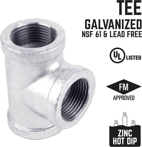 PIPE DECOR 3/4 in. Authentic Galvanized Malleable Iron Tee, 8 Pack, for DIY Pipe Furniture Building and Regular Plumbing Applications in Saudi Arabia