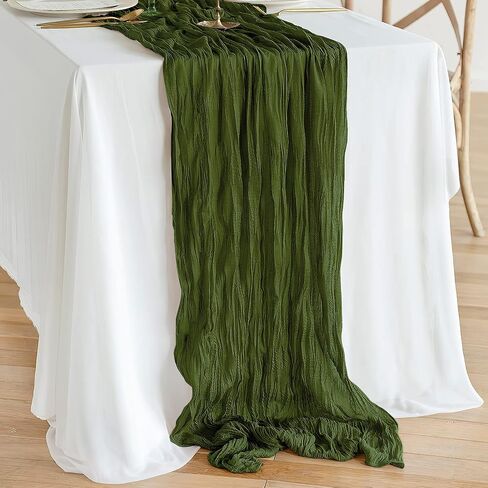 YAWALL 10ft Cheesecloth Table Runner, Green Gauze Table Runners,Decorations for Romantic Wedding Bridal Baby Shower Birthday Garden Party,Dinning Table Centerpieces Decor in Saudi Arabia