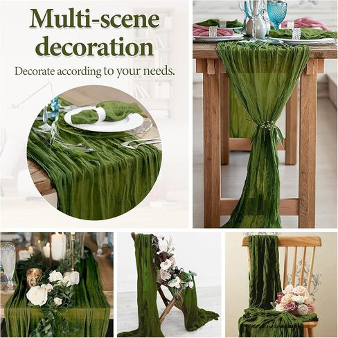 YAWALL 10ft Cheesecloth Table Runner, Green Gauze Table Runners,Decorations for Romantic Wedding Bridal Baby Shower Birthday Garden Party,Dinning Table Centerpieces Decor in Saudi Arabia
