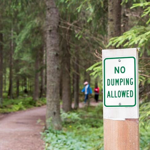 SmartSign No Dumping Allowed Sign - 2 Pack, 18 x 12 inch, 2mm Aluminum Composite, Pre-Drilled Holes, Made in USA, Green and White in Saudi Arabia