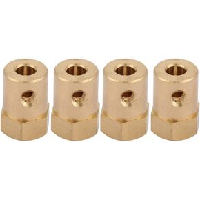 Hex Coupler, 4pcs Couplers Brass Extended Shaft Nut Hex Coupling Straight Fitting Rod Threaded Bar Rod Studding Hex Coupler Motor, Coupling Nuts (Inner Diameter 3.17mm)