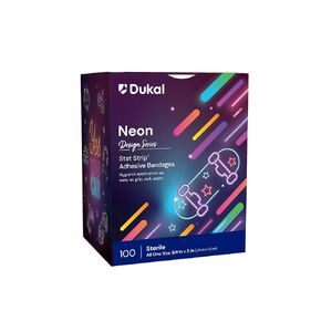 1076413 Designer Adhesive Bandages, Sterile, Neon Assorted, 3 per 4" Width, 3" Length, Pack of 1200