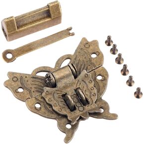 Antique Hasp Latch & Padlock Lock, Yetaha Butterfly Box Clasp for Jewelry Box Wooden Case Cabinet Decorative Hardware, with Screws