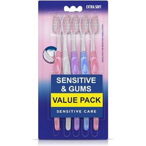 Sensitive & Gums Everyday Care Toothbrush for Sensitive Teeth, Extra Soft - Pack of 5
