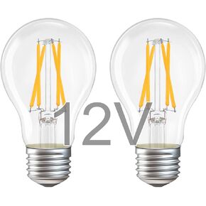 12V Low Voltage LED Light Bulbs - Soft Warm 2700K 4W E26 Edison Base 40W Equivalent - 12 Volt DC/AC A19 Bulb for RV Ceiling - 2 Pack