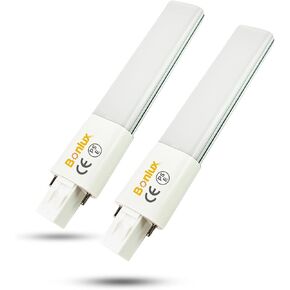 Bonlux 2-Pack 6W GX23 2-Pin LED PL Retrofit Lamp 13W GX23d CFL Replacement 180° Beam Angle Daylight 6000k LED PL Horizontal Recessed Down Light Bulb (Remove/Bypass The Ballast)