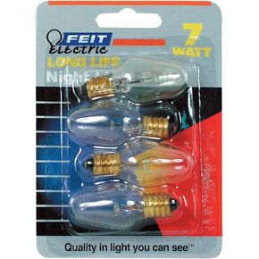 Feit Electric BP7C7/4 7-Watt Clear Night Light Bulb, 4 Pack