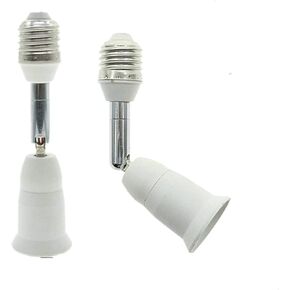 Aukora E26 E27 Light Bulb Socket Extender, Bendable Medium Base Light Socket Converter for Motion Sensor Light Bulb Standard LED Bulbs, Adjustable Vertical 180° Horizontal 360°(2 Pack)