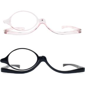 2 Pack Makeup Reading Glasses for Women Flip Down Cosmetic Magnifying Readers Make Up Eyeglasses Spring Hinge