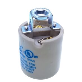 E26 Socket,Ceramic Medium Base Screw Socket E26 E27 Keyless Glazed Porcelain Lampholder (Keyless)
