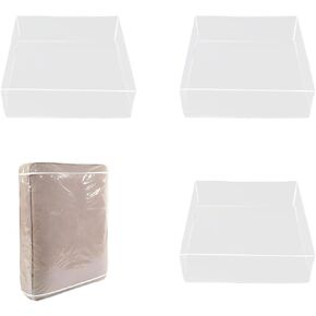 4 Pcs Plastic Sofa Seat Cushion Covers Clear Waterproof Sofa Couch Covers PVC Waterproof Couch Covers Furniture Sofa Seat Slipcover Plastic Couches Cover for Pets, 27.5x25.5x8.6 Inch