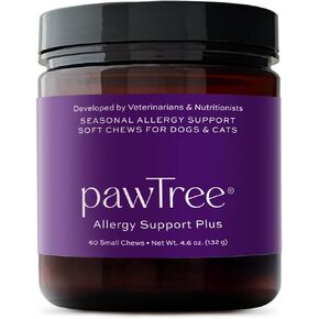 pawTree Natural Allergy Support Plus for Dogs - for Itching, Irritated Skin, Seasonal and Food Allergies, Hot Spots - Small Chews for Small Pets Under 30 lbs (60 Count)