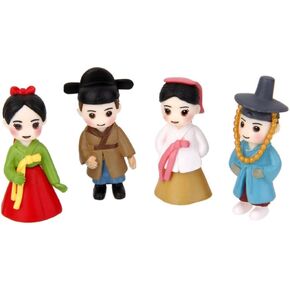 Taotenish 4pcs Mini Korean Figures Korean Lovers Miniature Fairy Garden Bonsai DIY Crafts