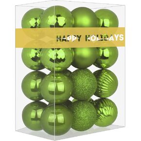 Lime Green 3.2" Large Christmas Balls - Christmas Tree Decoration Ornaments Shatterproof Hanging Balls for Birthday Halloween Holiday Wedding Decorations Set of 24pcs