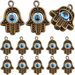 Aylifu Hamsa Hand Beads Frame Charms, Hamsa Evil Eye Pendant Hand of Fatima Symbol Charms for DIY Necklace Bracelet