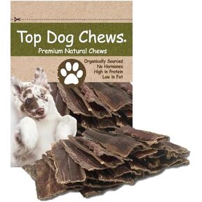 Top Dog Chews - 5" - 6" Buffalo Beef Tendon Taffy, 30 Pack, Beef Jerky Dental Treats for Dogs - Organically Sourced, Single Ingredient Dog Treat, for Small, Medium, or Large Dogs