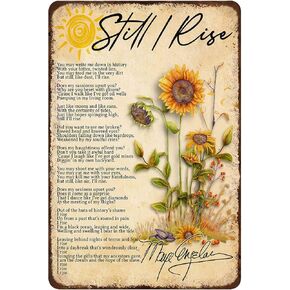 Mocozim Retro Metal Tin Sign Maya Angelou Feminism Vintage Poster, But Still I Like Air I Rise,Motivational Wall Decor Inspirational Sign Bedroom Living Room Home Office Wall Art Decor 8x12inch