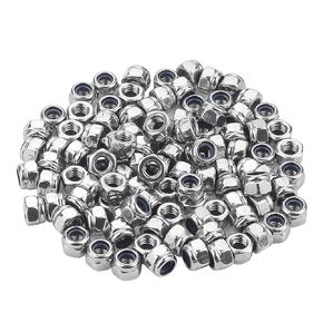 M3 x 0.5mm 304 Stainless Steel Self-Lock Nylon Inserted Hex Lock Nuts, Self Clinching Nuts, 100 PCS