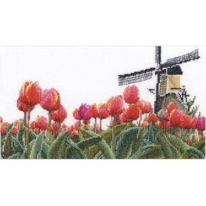 Thea Gouverneur - Counted Cross Stitch Kit - Bulbfield Tulips - Aida - 18 Count - for Adults - 473A
