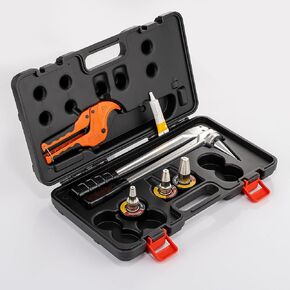 Manual PEX Pipe Expander Tools Kits with 1/2",3/4",1" Expansion Heads suit for Uponor Propex Expansion Meets ASTM F1960 Standard PEX Coupling Fitting Radiant Heat